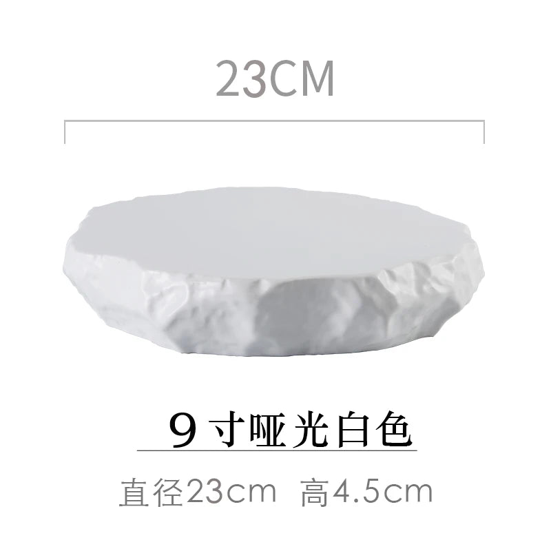 Creative Stone Pattern Ceramic Plate Dishes Western Food Steak Plate Dessert Plate Black and White Gold Special-shaped Tableware